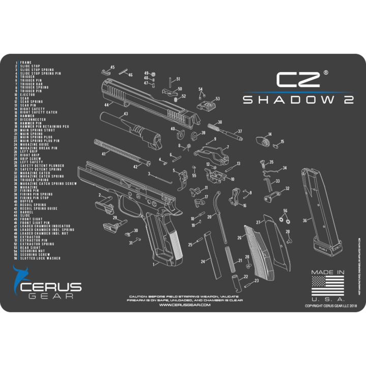 Kurzwaffenmatte CZ Shadow 2 Schwarz SCHEMATIC MAT