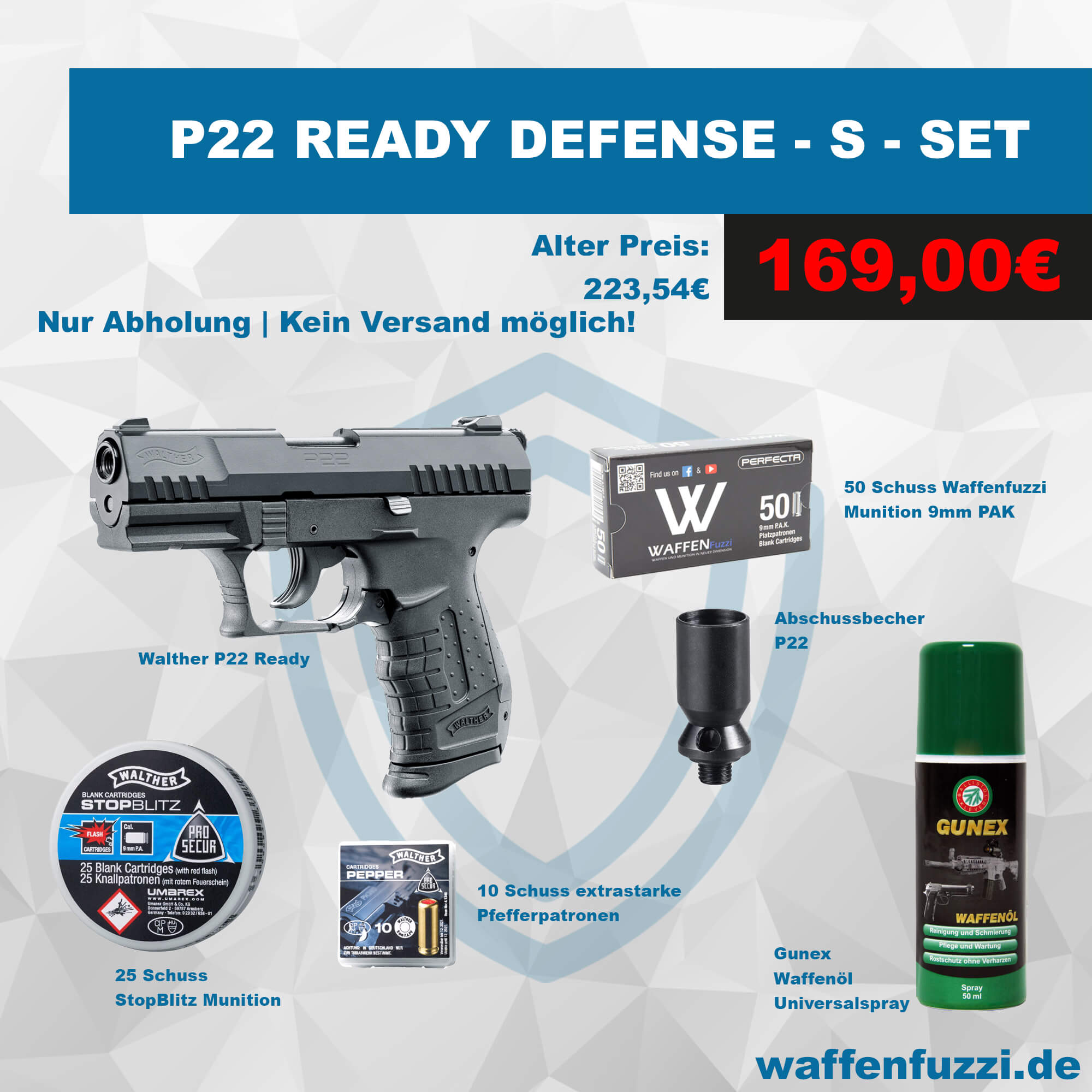 Walther P22 Ready Defense "S" Schreckschuss Set Kaliber 9mm PAK