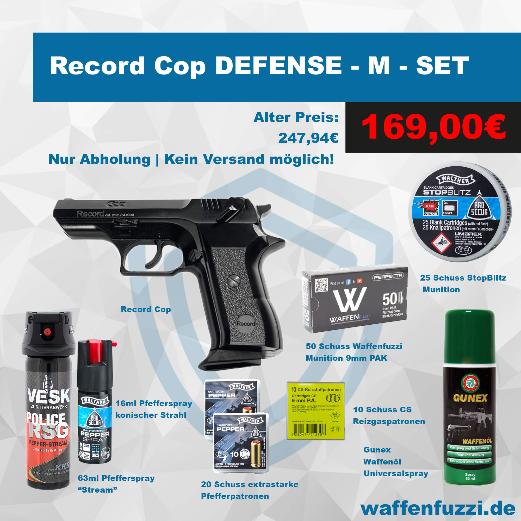 Record Cop Defense Schreckschusspistolen Set "M" Kaliber 9mm PAK