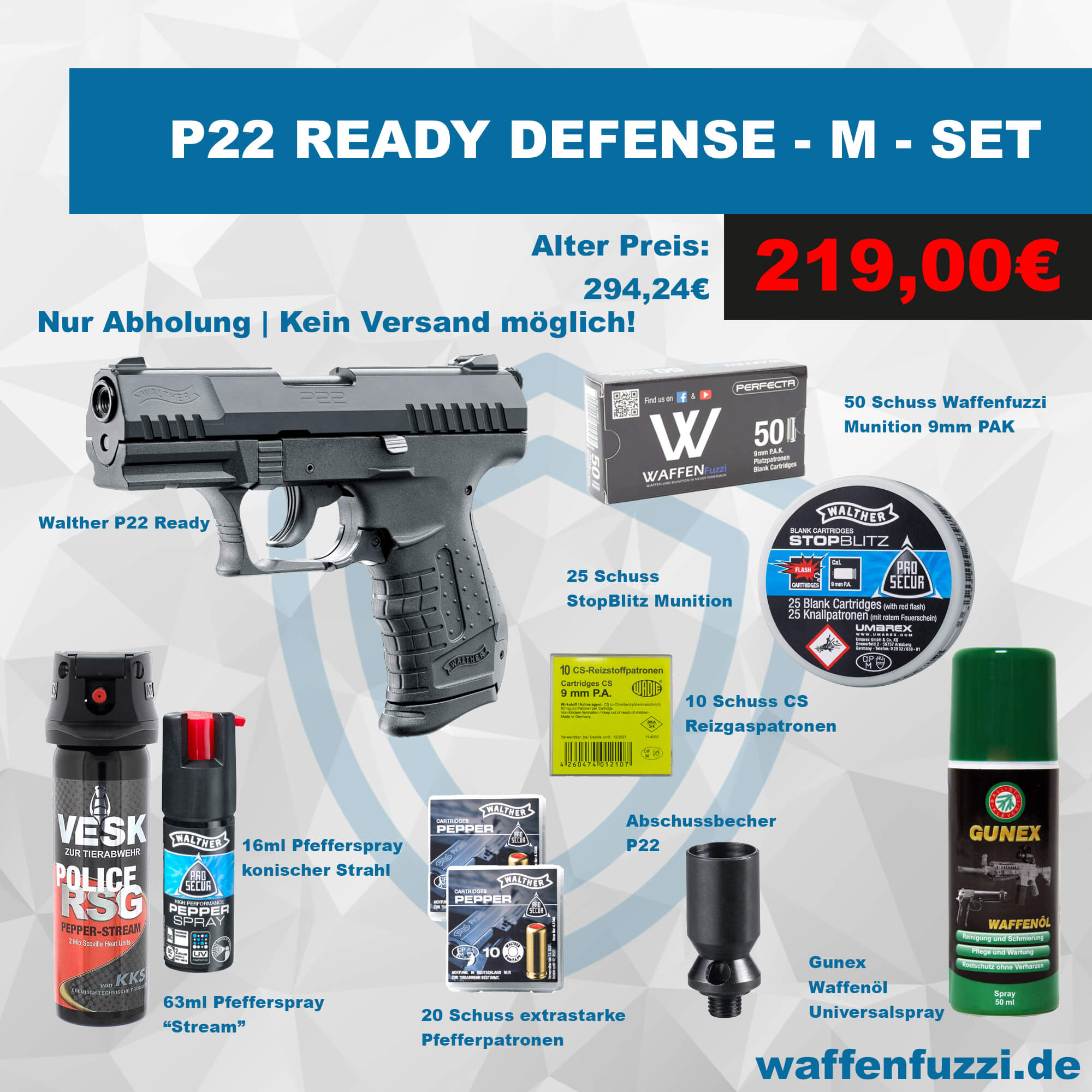 Walther P22 Ready Defense "M" Schreckschuss Set Kaliber 9mm PAK