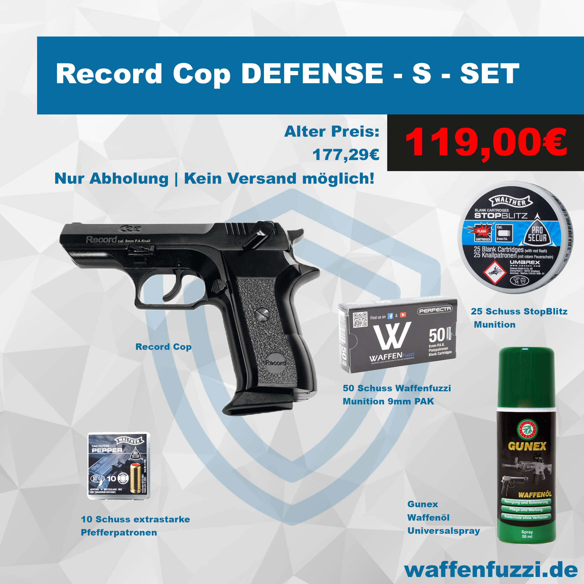 Record Cop Defense Schreckschusspistolen Set "S" Kaliber 9mm PAK