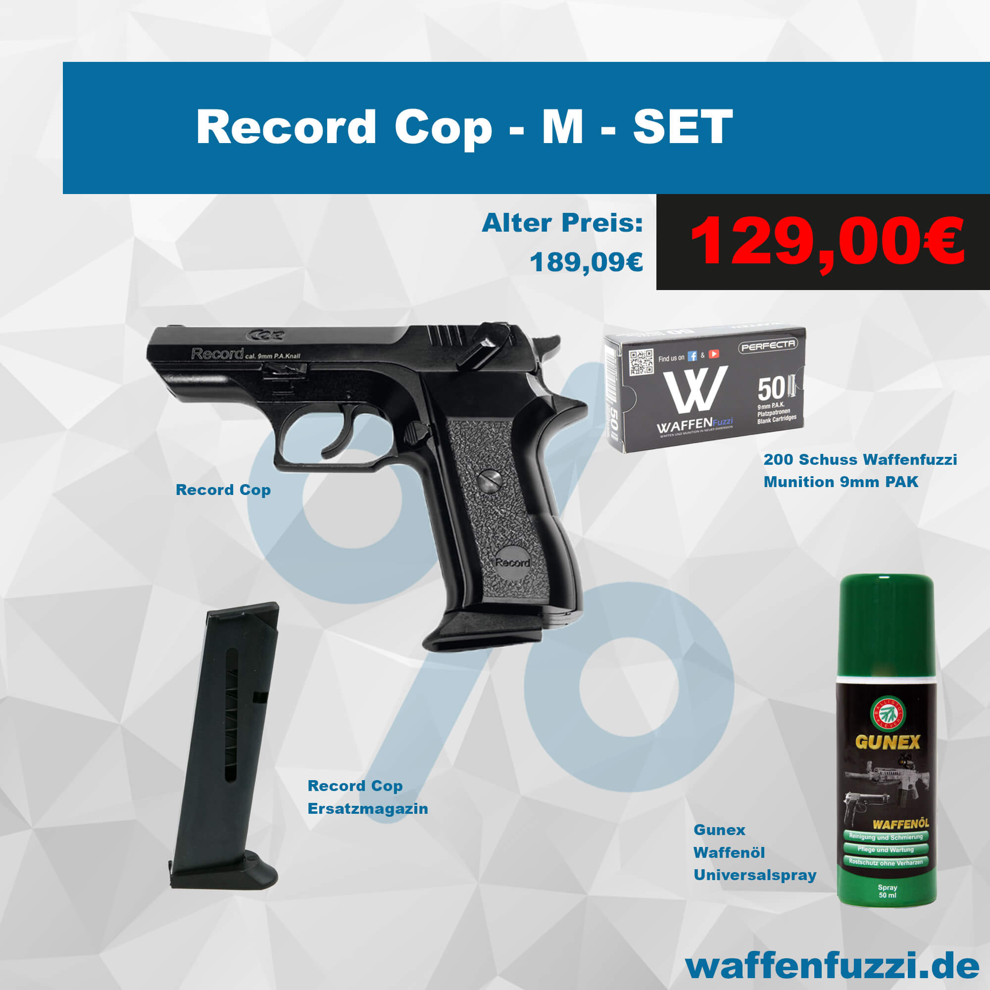 Record Cop Schreckschusspistolen Set "M" Kaliber 9mm PAK